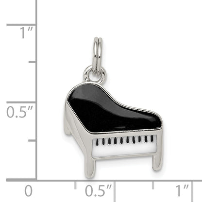 Sterling Silver Rhodium-Plated Enameled Piano Charm