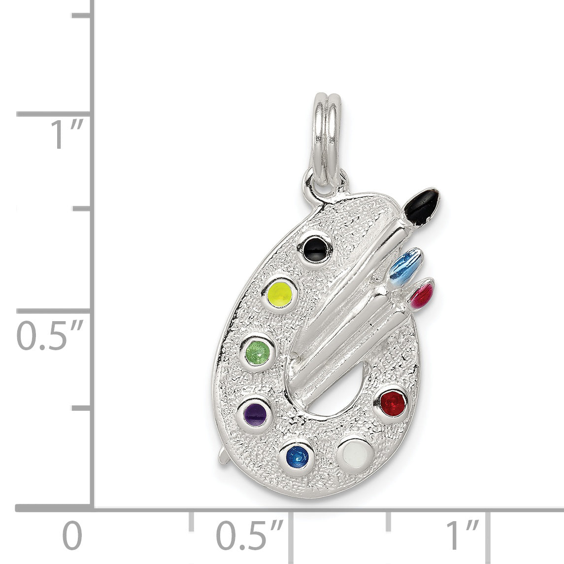 Sterling Silver Rhodium-Plated Enameled Painting Palette Charm