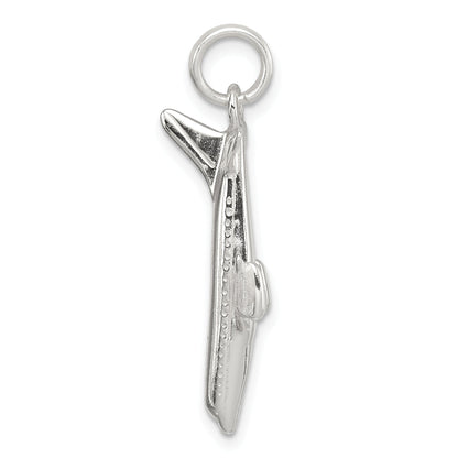 Sterling Silver Rhodium-Plated Airplane Charm