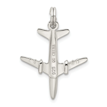 Sterling Silver Rhodium-Plated Airplane Charm