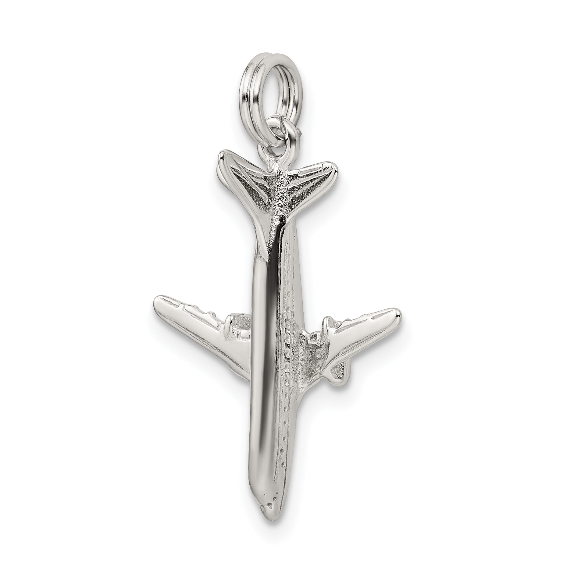 Sterling Silver Rhodium-Plated Airplane Charm