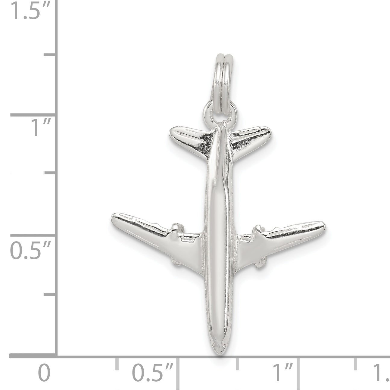 Sterling Silver Rhodium-Plated Airplane Charm