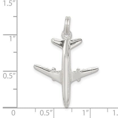 Sterling Silver Rhodium-Plated Airplane Charm