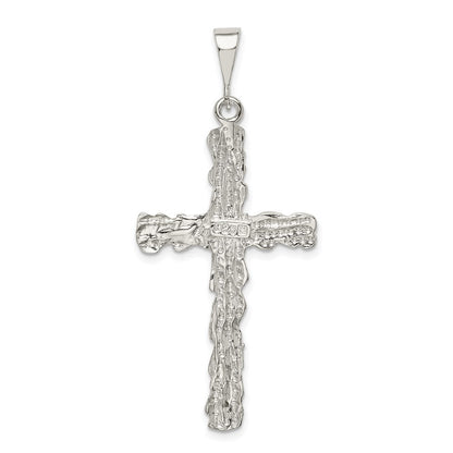 Sterling Silver Diamond -Cut Cross Pendant