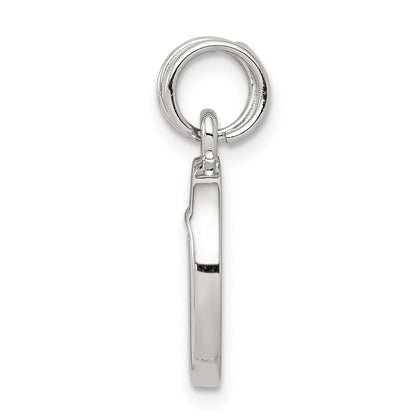 Sterling Silver Rhodium-Plated Enameled And Cz Moon Star Charm