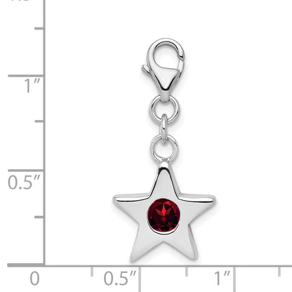 Sterling Silver Rhodium-Plated January Cz Birthstone Star Charm