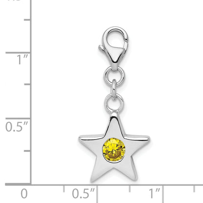 Sterling Silver Rhodium-Plated November Cz Birthstone Star Charm