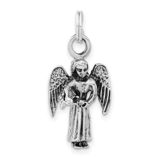 Sterling Silver 3-D Polished & Antiqued Angel Charm