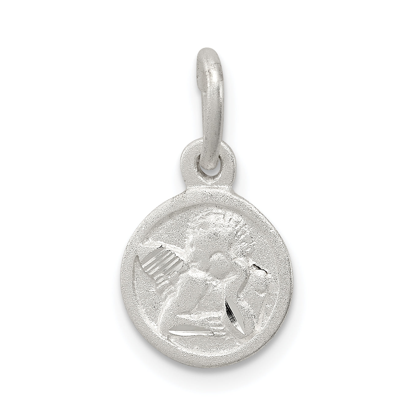 Sterling Silver D/C Cherub Disk Charm