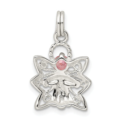 Sterling Silver Pink Cz Angel Charm