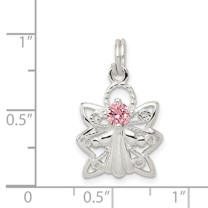 Sterling Silver Pink Cz Angel Charm