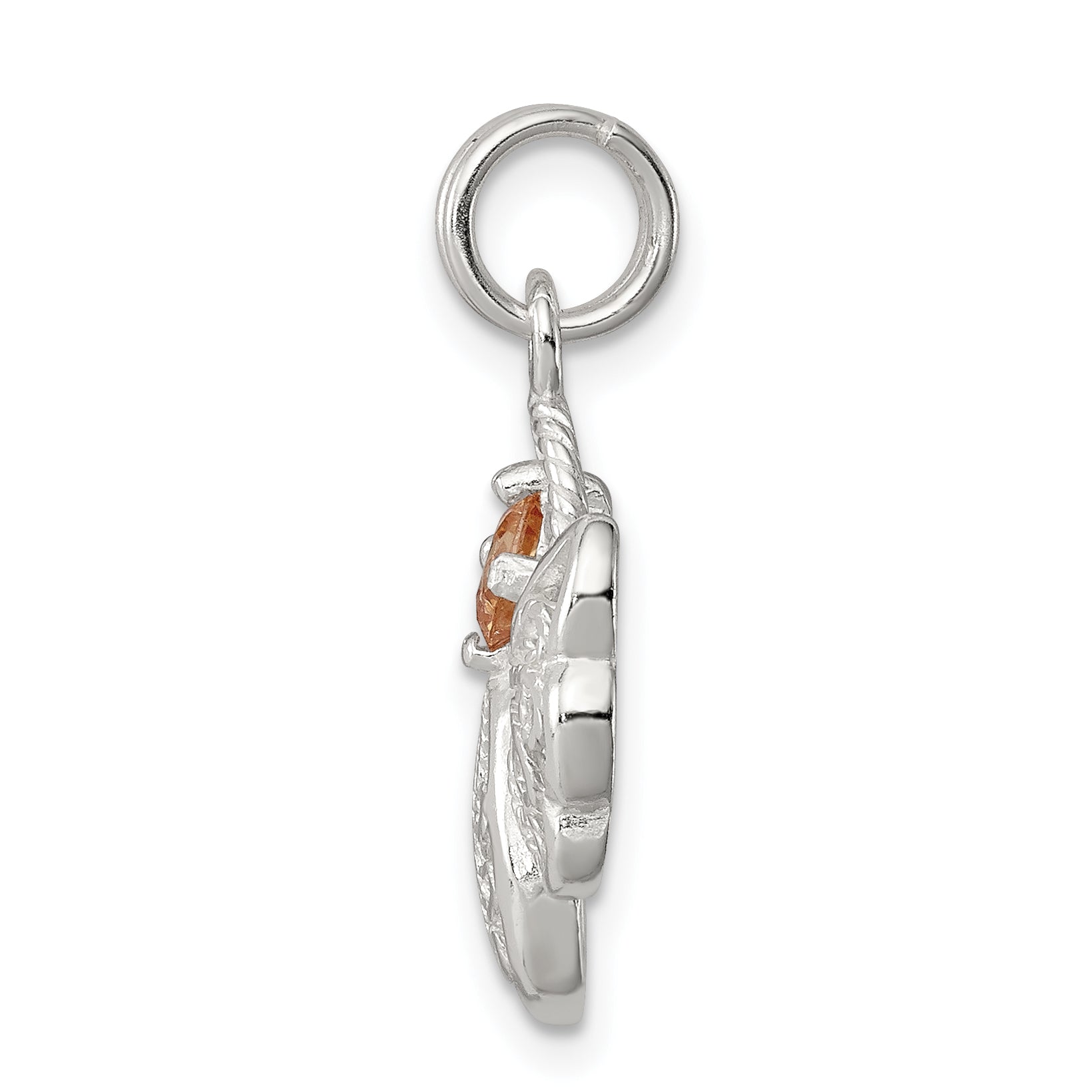Sterling Silver Orange Cz Angel Charm
