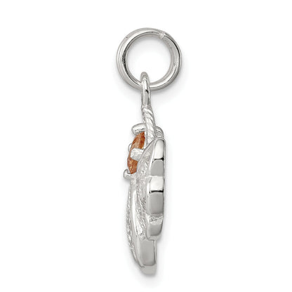 Sterling Silver Orange Cz Angel Charm