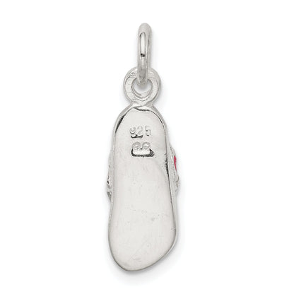 Sterling Silver Cz And Pink Enameled Flip Flop Charm