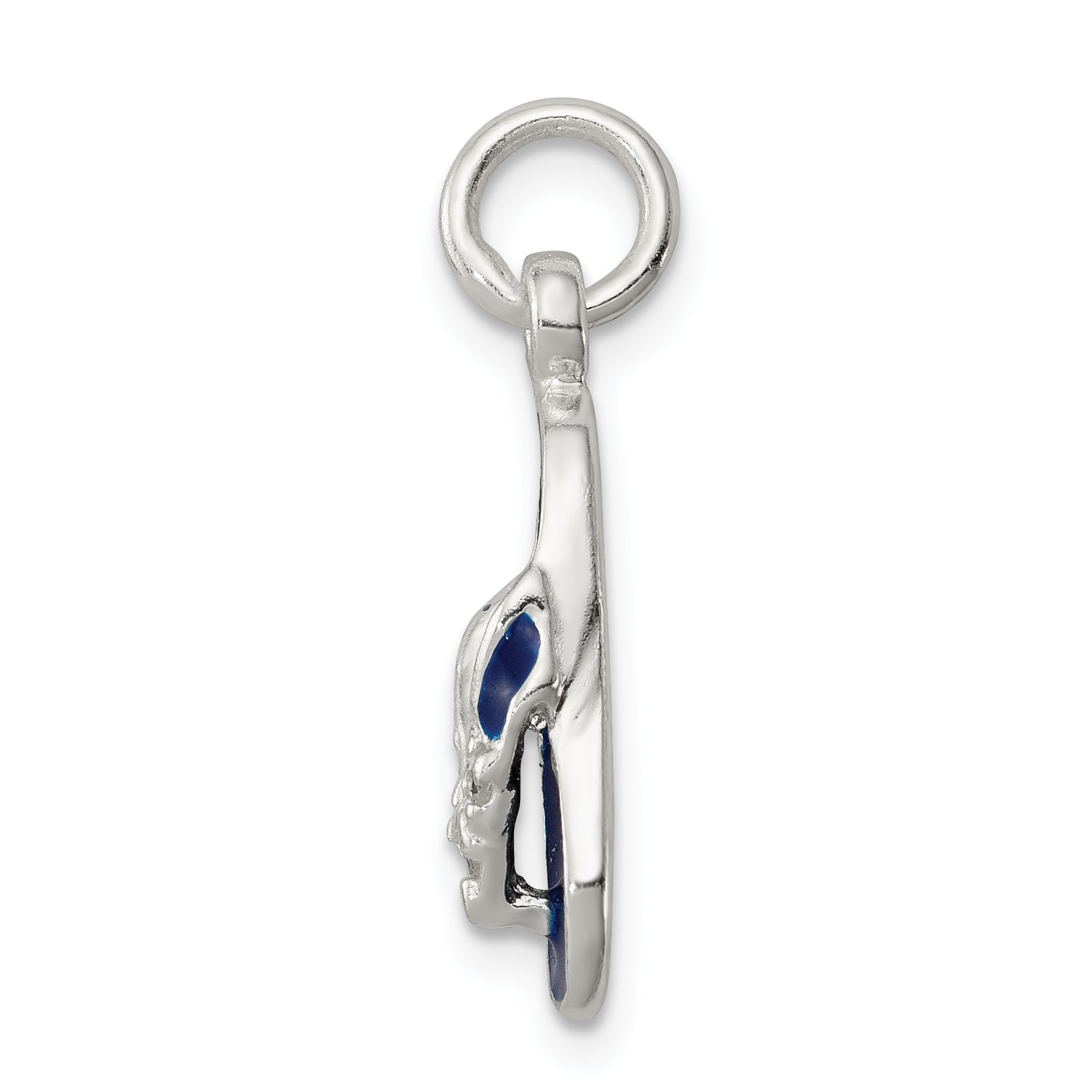 Sterling Silver Cz And Blue Enameled Flip Flop Charm