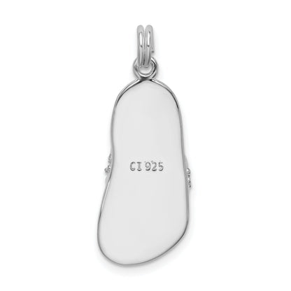 Sterling Silver Black Enameled Cz Flip Flop Charm