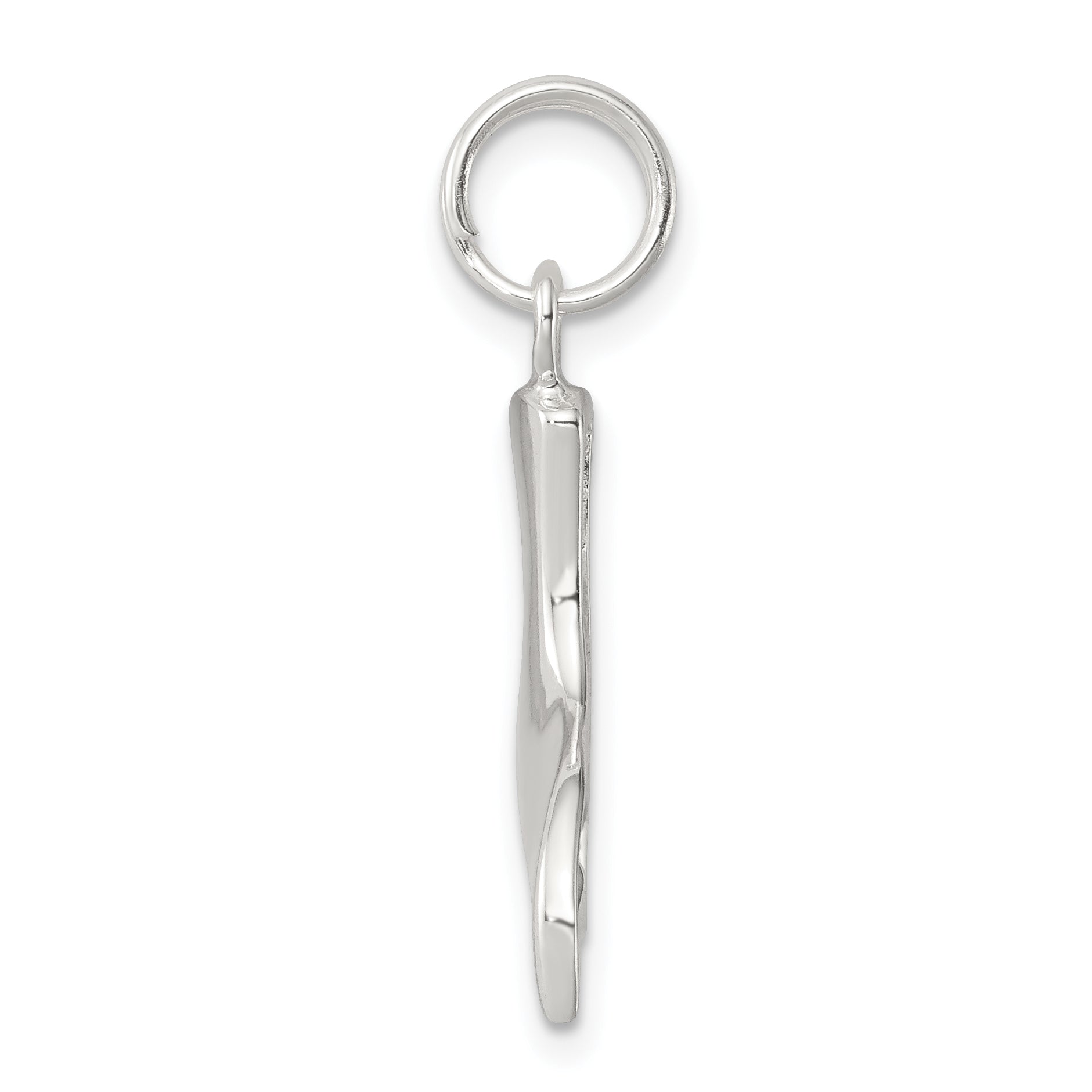 Sterling Silver Rhodium-Plated Whale Tail Charm