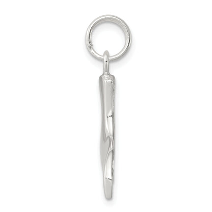 Sterling Silver Rhodium-Plated Whale Tail Charm