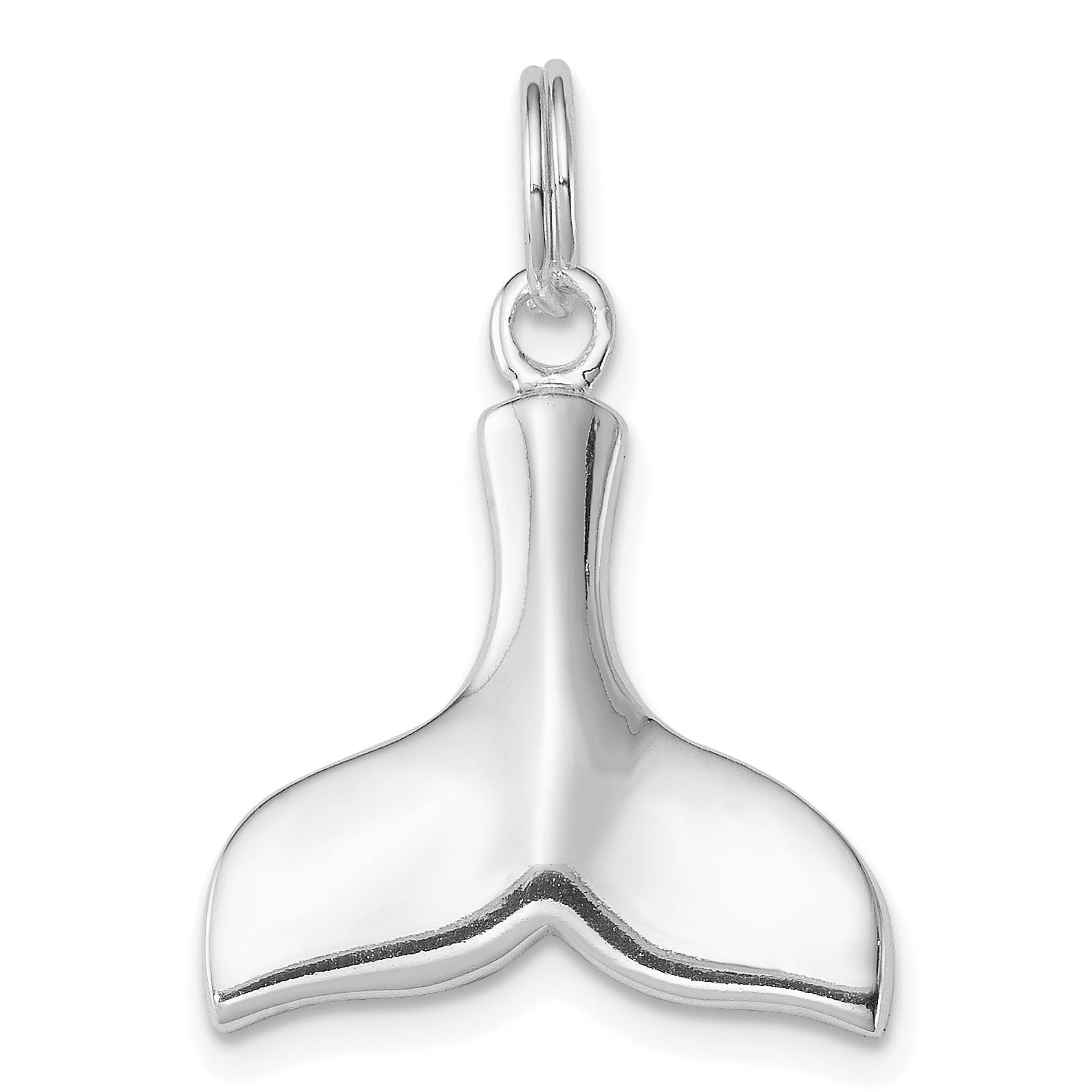 Sterling Silver Rhodium-Plated Whale Tail Charm