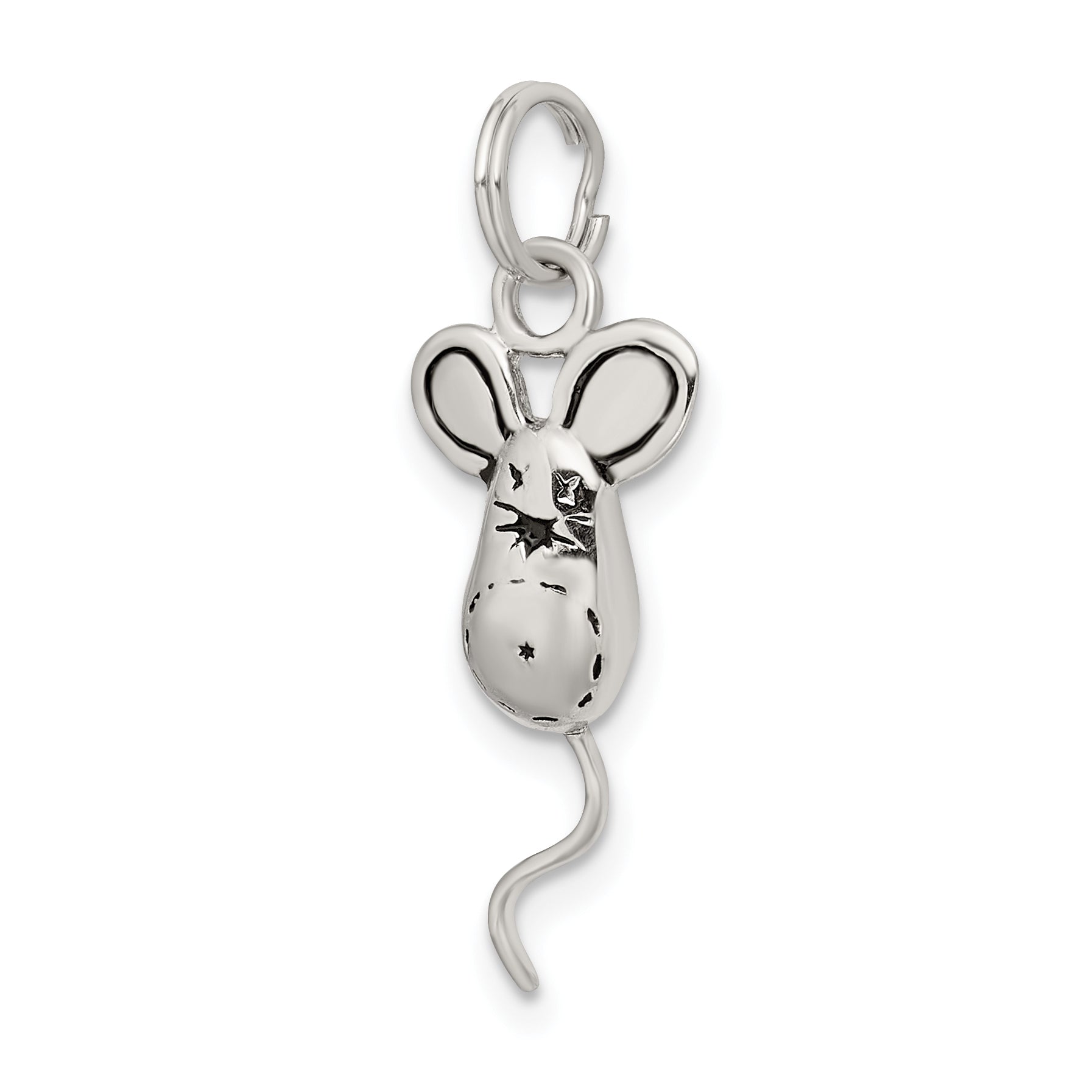 Sterling Silver Rhodium-Plated Mouse Charm