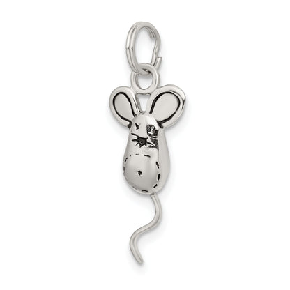 Sterling Silver Rhodium-Plated Mouse Charm