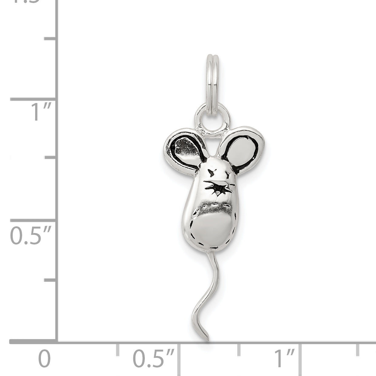 Sterling Silver Rhodium-Plated Mouse Charm