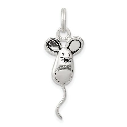 Sterling Silver Rhodium-Plated Mouse Charm
