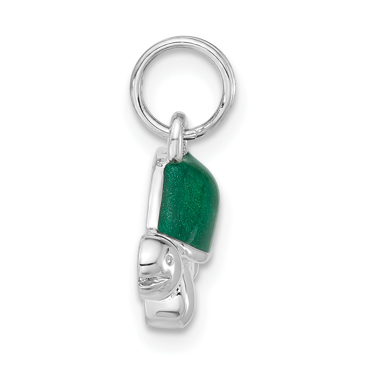 Sterling Silver Polished Green Enameled Turtle