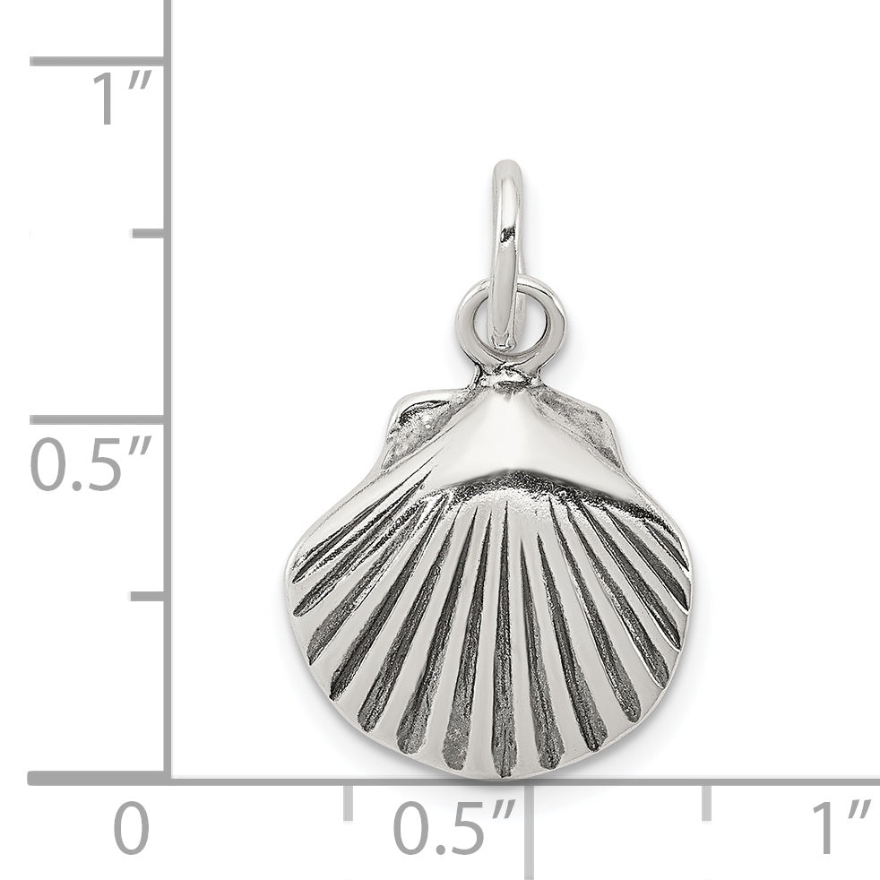 Sterling Silver Antiqued Sea Shell Charm