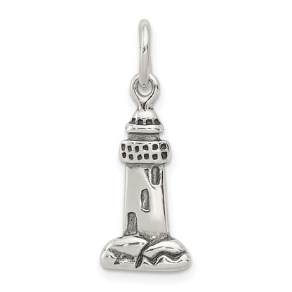Sterling Silver Antiqued Lighthouse Charm