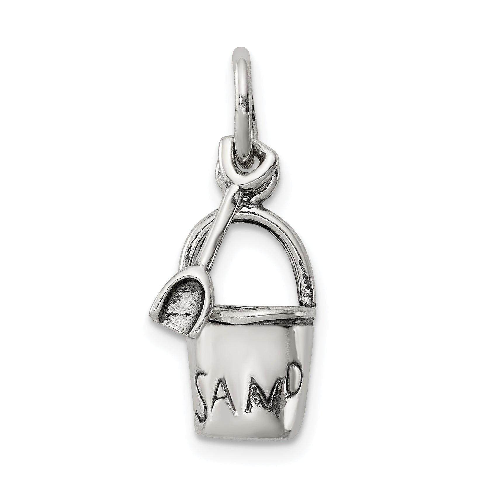 Sterling Silver Antiqued Sand Bucket And Shovel Charm