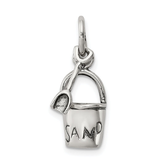 Sterling Silver Antiqued Sand Bucket And Shovel Charm