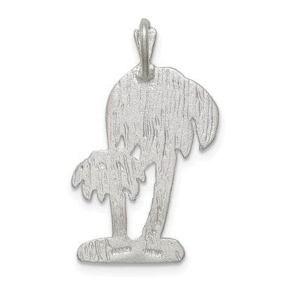 Sterling Silver Diamond Cut Palm Trees Pendant Charm
