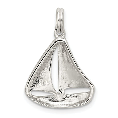 Sterling Silver Rhodium-Plated Sailboat Charm