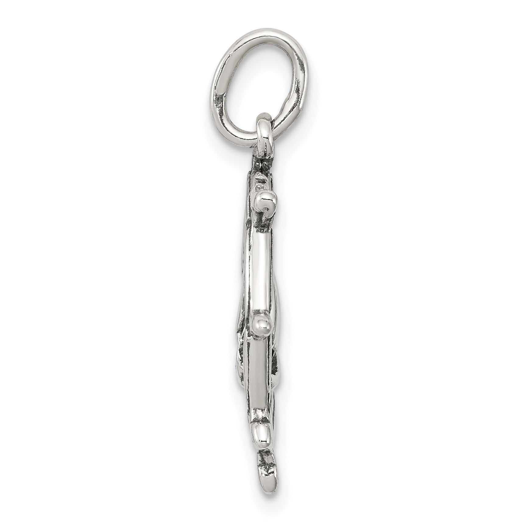 Sterling Silver Antiqued Sailboat In Wheel Charm