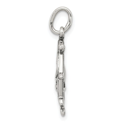 Sterling Silver Antiqued Sailboat In Wheel Charm