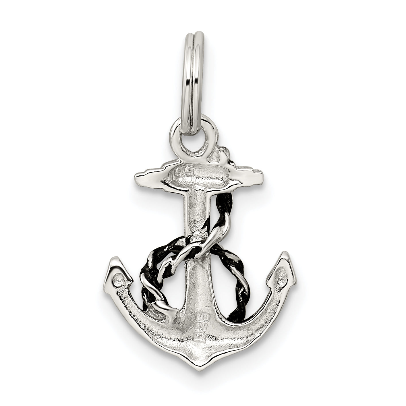 Sterling Silver Rhodium-Plated Anchor Charm
