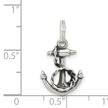 Sterling Silver Rhodium-Plated Anchor Charm