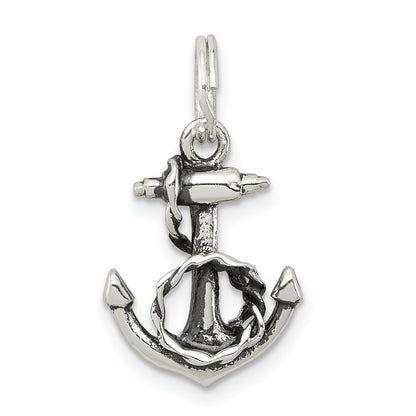Sterling Silver Rhodium-Plated Anchor Charm