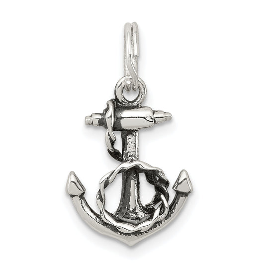 Sterling Silver Rhodium-Plated Anchor Charm