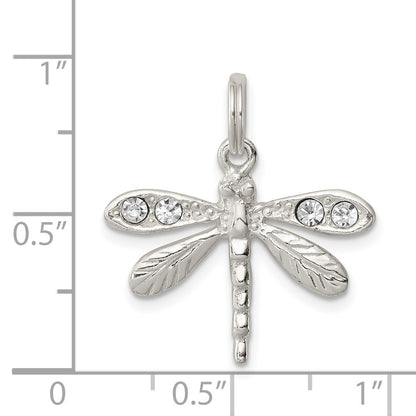 Sterling Silver Rhod-Pltd Preciosa Austrian Crystal Dragonfly Charm