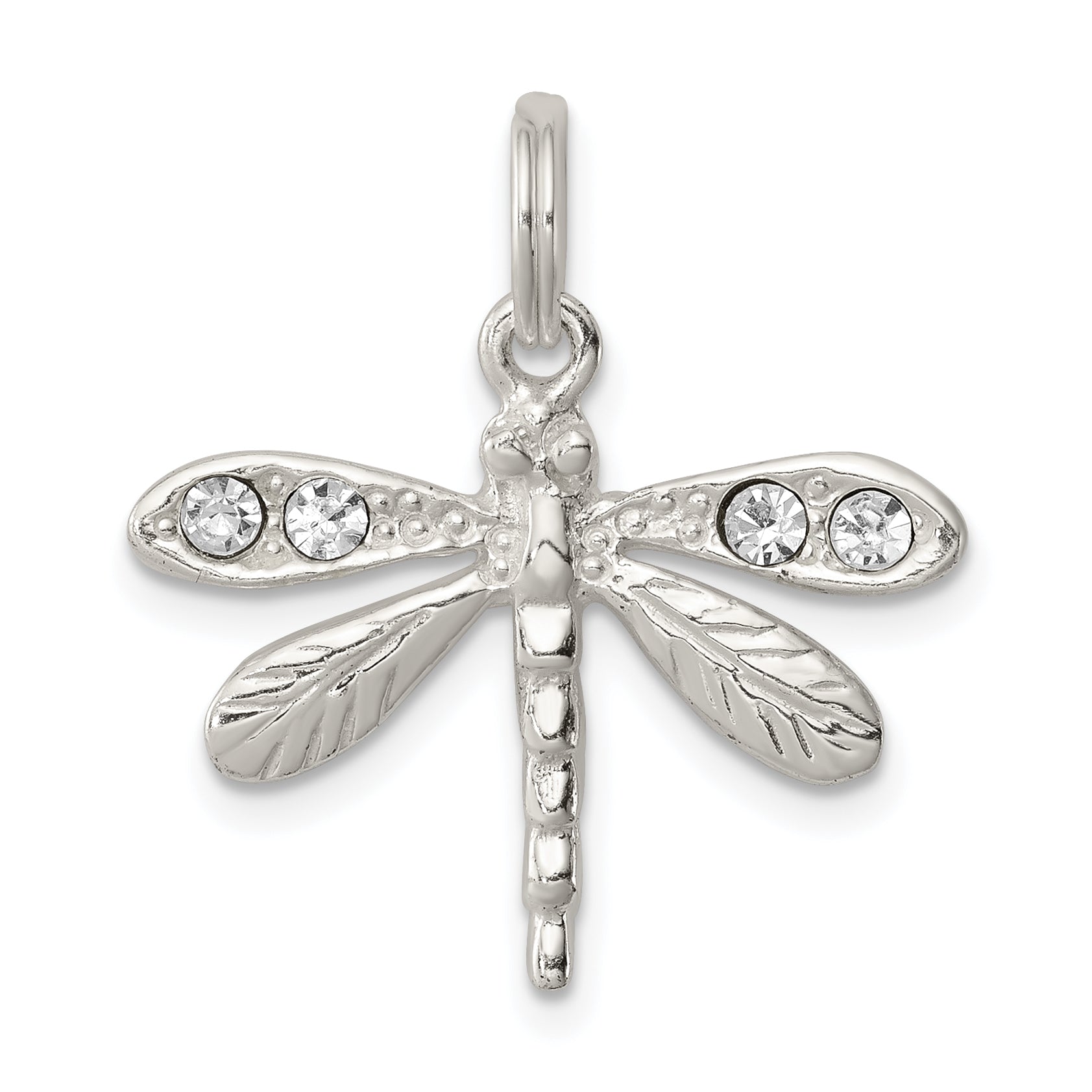 Sterling Silver Rhod-Pltd Preciosa Austrian Crystal Dragonfly Charm