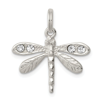 Sterling Silver Rhod-Pltd Preciosa Austrian Crystal Dragonfly Charm
