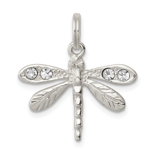 Sterling Silver Rhod-Pltd Preciosa Austrian Crystal Dragonfly Charm