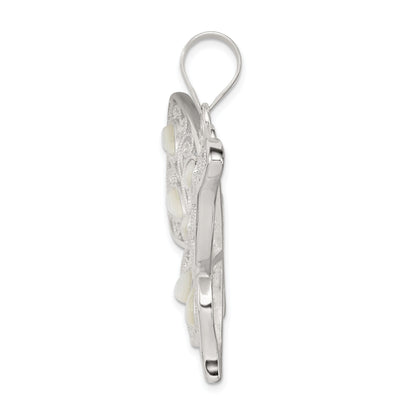 Sterling Silver Filigree Fancy Mother Of Pearl Butterfly Pendant