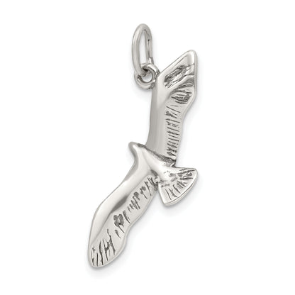 Sterling Silver Antiqued Wing Spread Seagull Charm