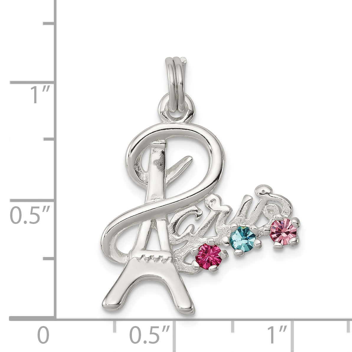 Sterling Silver Multi-Color Preciosa Crystal Paris Charm