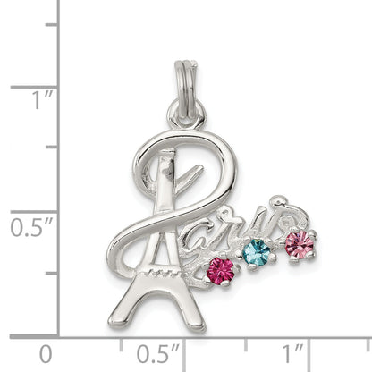 Sterling Silver Multi-Color Preciosa Crystal Paris Charm