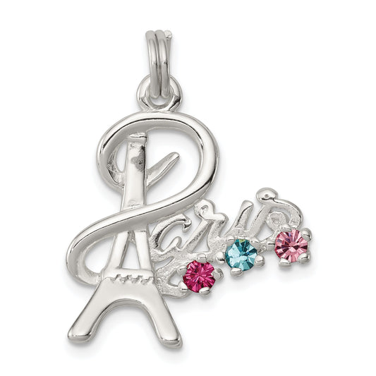 Sterling Silver Multi-Color Preciosa Crystal Paris Charm