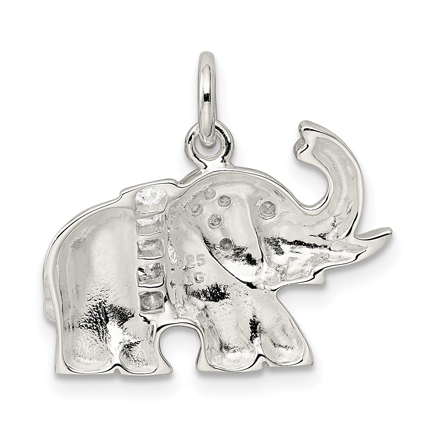Sterling Silver Cz Elephant Charm